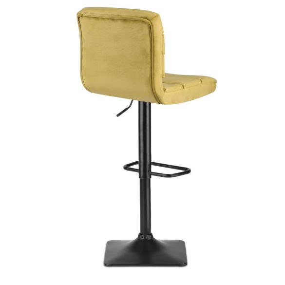 Bárszék, Sofotel Drava, sárga, 1 db, 62-84 cm ülésmagasság, háttámlás, lábtartóval, velúr kárpit, fekete talp