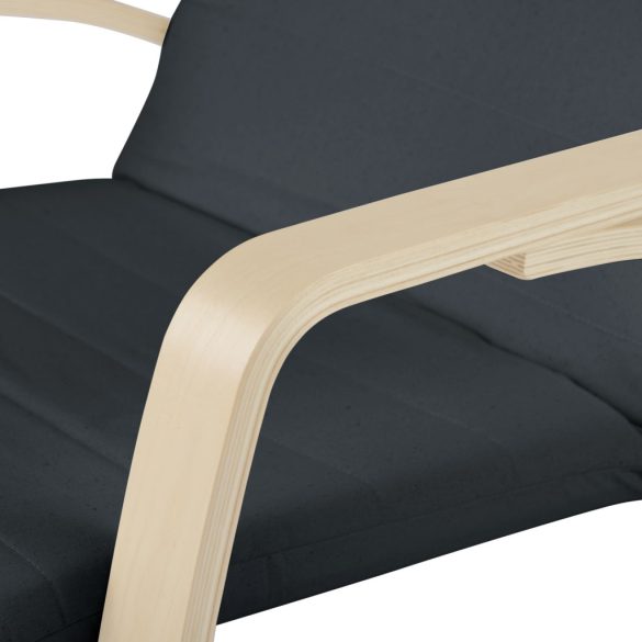 Hintaszék, Sofotel Suzi, szürke, állítható lábtartó, fejtámasz, levehető huzat, fa és fém váz, 150 kg teherbírás