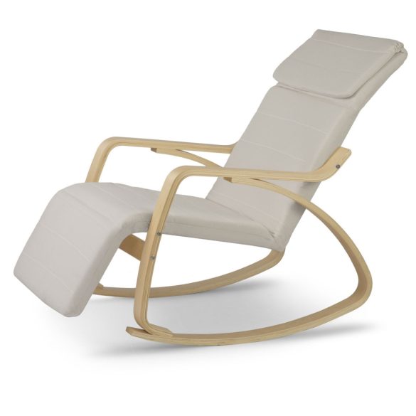 Hintaszék, Sofotel Suzi, bézs, állítható lábtartó, fejtámasz, levehető huzat, fa és fém váz, 150 kg teherbírás