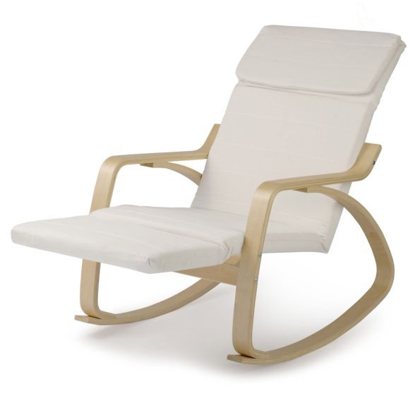 Hintaszék, Sofotel Suzi, bézs, állítható lábtartó, fejtámasz, levehető huzat, fa és fém váz, 150 kg teherbírás