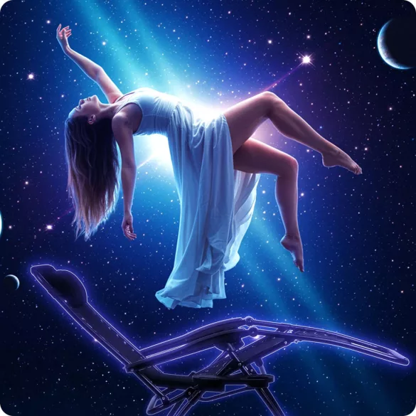 Napozóágy, Sofotel ChillWell, fekete, 110 x 102 x 60 cm, összecsukható, párnázott, italtartóval, teherbírás: 120 kg