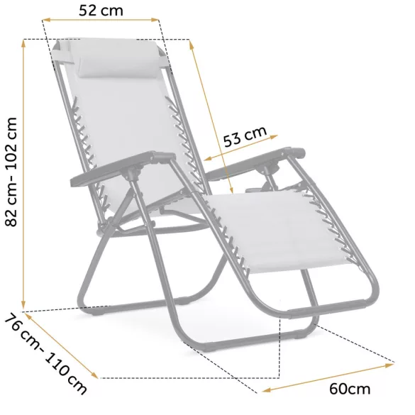 Napozóágy szett, Sofotel ChillWell, szürke, 110 x 102 x 60 cm, összecsukható, párnázott, italtartóval, teherbírás: 120 kg, 2 db-os szett