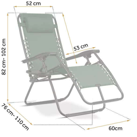 Napozóágy szett, Sofotel ChillWell, zöld, 110 x 102 x 60 cm, összecsukható, párnázott, italtartóval, teherbírás: 120 kg, 2 db-os szett