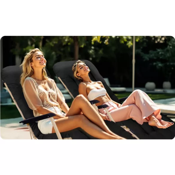 Napozóágy szett, Sofotel ChillWell, fekete, 95 x 98 x 60 cm, összecsukható, párnázott, fekvő helyzetbe dönthető, teherbírás: 120 kg, 2 db-os szett