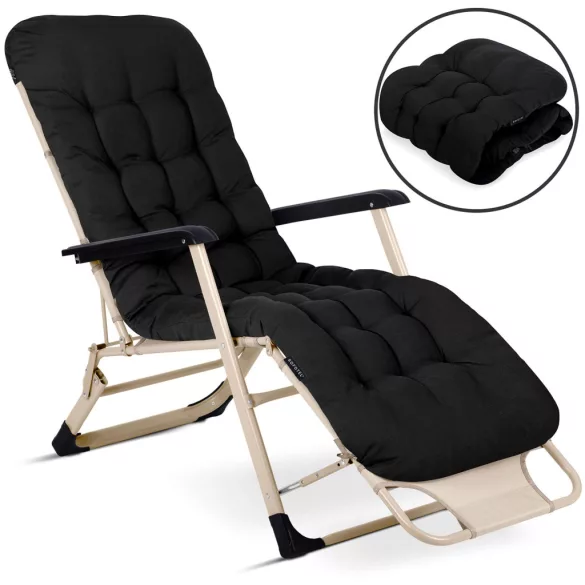 Napozóágy, Sofotel ChillWell, fekete, 95 x 98 x 60 cm, összecsukható, párnázott, fekvő helyzetbe dönthető, teherbírás: 120 kg