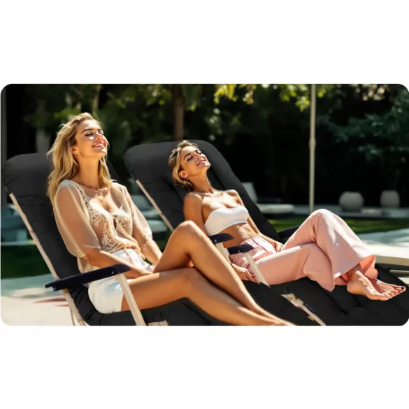 Napozóágy, Sofotel ChillWell, fekete, 95 x 98 x 60 cm, összecsukható, párnázott, fekvő helyzetbe dönthető, teherbírás: 120 kg