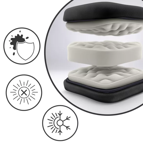 Napozóágy, Sofotel ChillWell, fekete, 95 x 98 x 60 cm, összecsukható, párnázott, fekvő helyzetbe dönthető, teherbírás: 120 kg