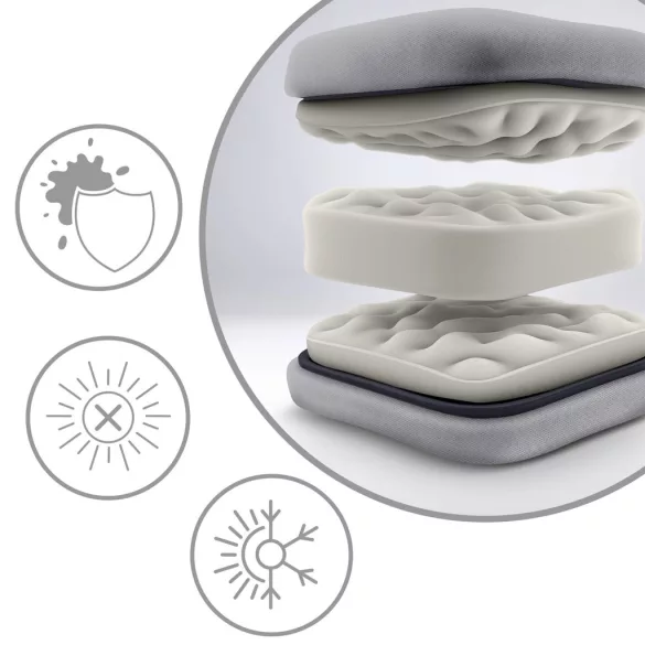 Napozóágy szett, Sofotel ChillWell, világosszürke, 95 x 98 x 60 cm, összecsukható, párnázott, fekvő helyzetbe dönthető, teherbírás: 120 kg, 2 db-os szett