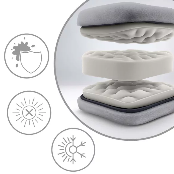 Napozóágy, Sofotel ChillWell, világosszürke, 95 x 98 x 60 cm, összecsukható, párnázott, fekvő helyzetbe dönthető, teherbírás: 120 kg