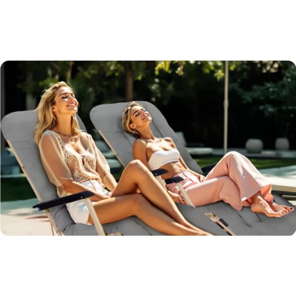 Napozóágy, Sofotel ChillWell, világosszürke, 95 x 98 x 60 cm, összecsukható, párnázott, fekvő helyzetbe dönthető, teherbírás: 120 kg