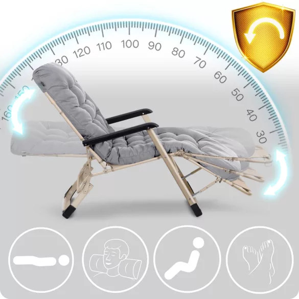 Napozóágy, Sofotel ChillWell, világosszürke, 95 x 98 x 60 cm, összecsukható, párnázott, fekvő helyzetbe dönthető, teherbírás: 120 kg