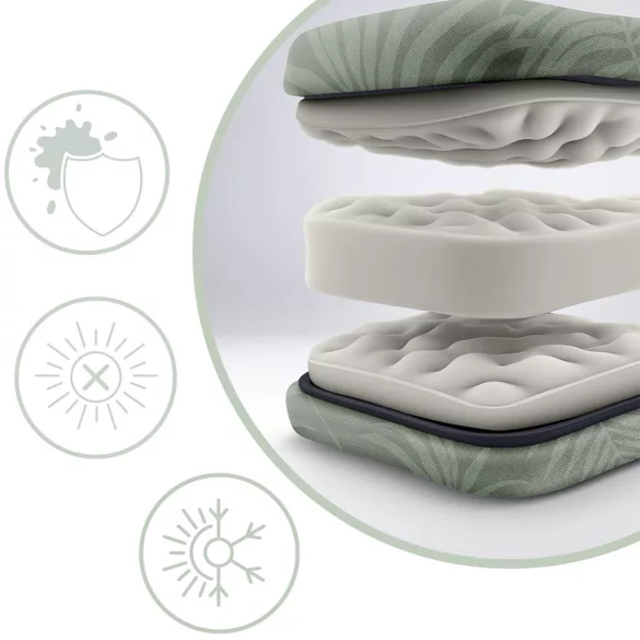 Napozóágy szett, Sofotel ChillWell, zöld, 95 x 98 x 60 cm, összecsukható, párnázott, fekvő helyzetbe dönthető, teherbírás: 120 kg, 2 db-os szett