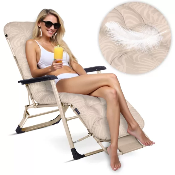 Napozóágy, Sofotel ChillWell, bézs, 95 x 98 x 60 cm, összecsukható, párnázott, fekvő helyzetbe dönthető, teherbírás: 120 kg