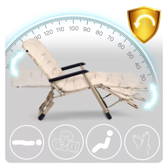 Napozóágy, Sofotel ChillWell, bézs, 95 x 98 x 60 cm, összecsukható, párnázott, fekvő helyzetbe dönthető, teherbírás: 120 kg