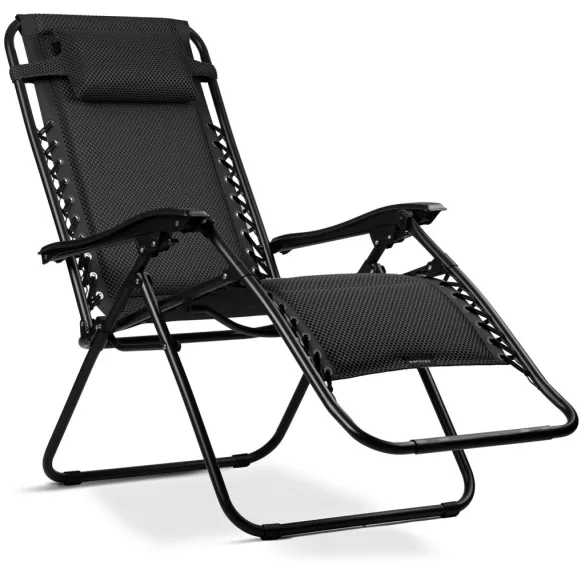 Napozóágy, Sofotel ChillWell Soft, fekete, 160 x 107 x 60 cm, összecsukható, párnázott, 3D FoamGrid, teherbírás: 120 kg