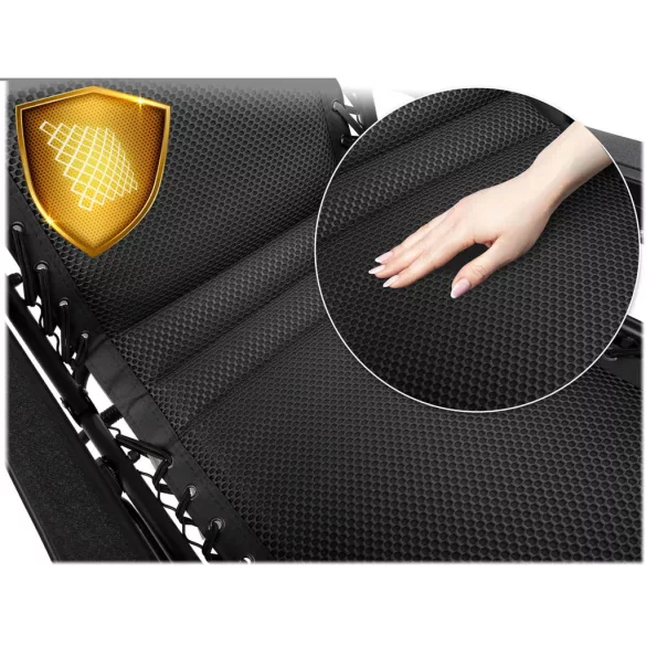 Napozóágy, Sofotel ChillWell Soft, fekete, 160 x 107 x 60 cm, összecsukható, párnázott, 3D FoamGrid, teherbírás: 120 kg