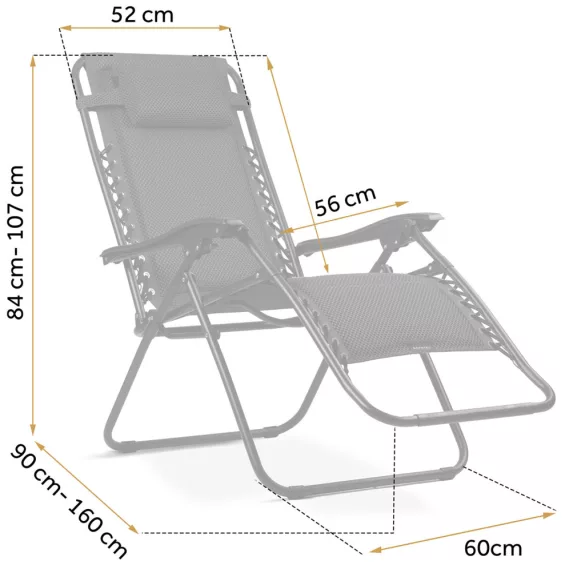 Napozóágy, Sofotel ChillWell Soft, fekete, 160 x 107 x 60 cm, összecsukható, párnázott, 3D FoamGrid, teherbírás: 120 kg