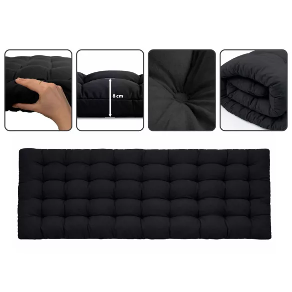 Napozóágy, Sofotel ChillWell Dream, fekete, 193 x 75,5 x 67 cm, összecsukható, párnázott, fekvő helyzetbe dönthető, teherbírás: 120 kg