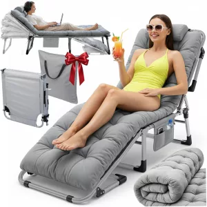 Napozóágy, Sofotel ChillWell Dream, szürke, 193 x 75,5 x 67 cm, összecsukható, párnázott, fekvő helyzetbe dönthető, teherbírás: 120 kg