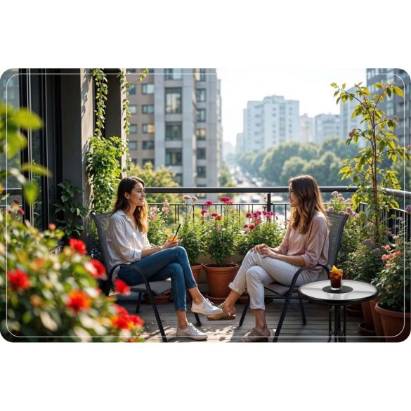 Kerti szék, Sofotel SO-980, sötétszürke, acél keret, textil, 120 kg teherbírás, 2 db-os szett