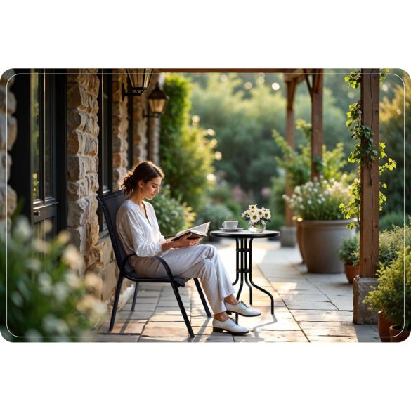 Kerti szék, Sofotel SO-980, sötétszürke, acél keret, textil, 120 kg teherbírás, 2 db-os szett