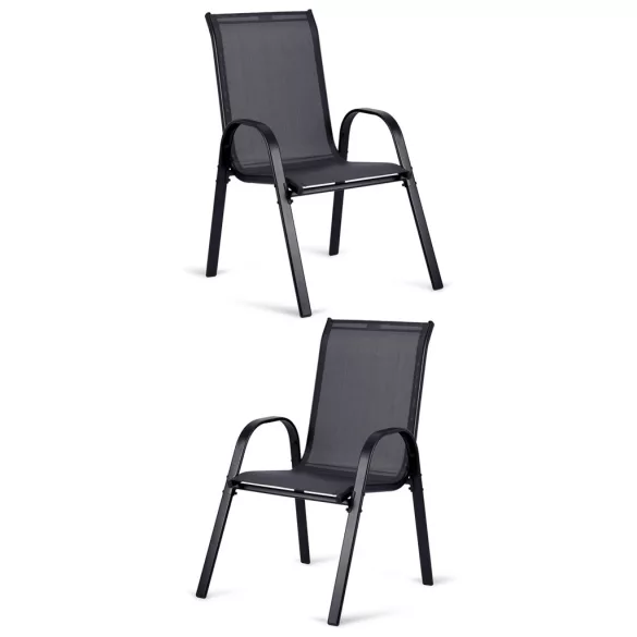 Kerti szék, Sofotel SO-980, sötétszürke, acél keret, textil, 120 kg teherbírás, 2 db-os szett