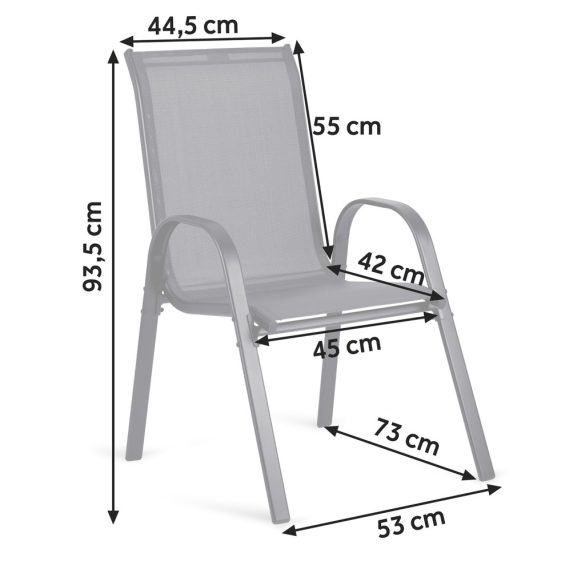 Kerti szék, Sofotel SO-980, sötétszürke, acél keret, textil, 120 kg teherbírás, 2 db-os szett