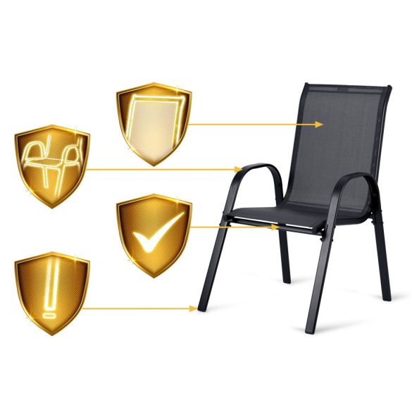 Kerti szék, Sofotel SO-980, sötétszürke, acél keret, textil, 120 kg teherbírás, 2 db-os szett