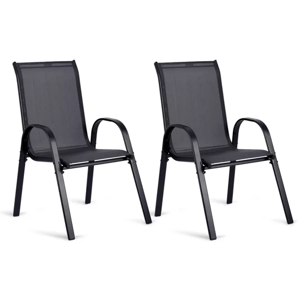 Kerti szék, Sofotel SO-980, sötétszürke, acél keret, textil, 120 kg teherbírás, 2 db-os szett