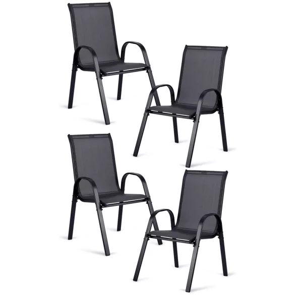 Kerti szék, Sofotel SO-980, sötétszürke, acél keret, textil, 120 kg teherbírás, 4 db-os szett