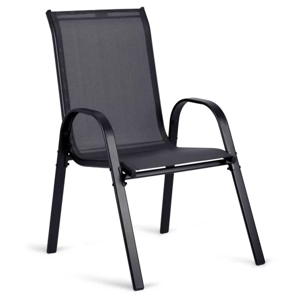 Kerti szék, Sofotel SO-980, sötétszürke, acél keret, textil, 120 kg teherbírás, 4 db-os szett