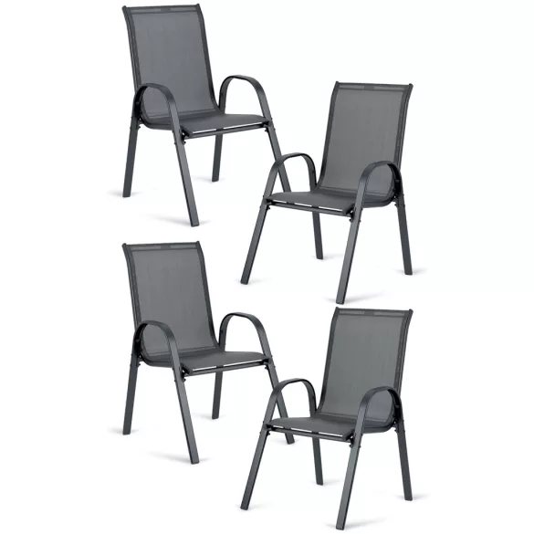 Kerti szék, Sofotel SO-980, szürke, acél keret, textil, 120 kg teherbírás, 4 db-os szett