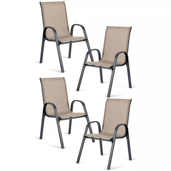 Kerti szék, Sofotel SO-980, bézs, acél keret, textil, 120 kg teherbírás, 4 db-os szett (TE298002-4)