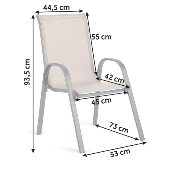 Kerti szék, Sofotel SO-980, bézs, acél keret, textil, 120 kg teherbírás, 4 db-os szett (TE298002-4)