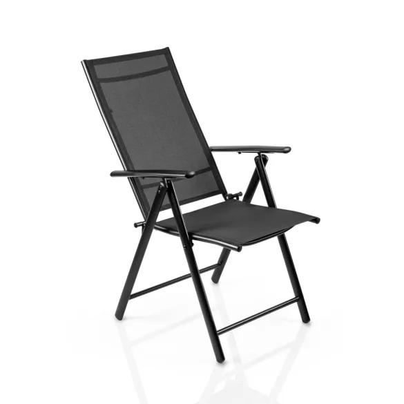 Kerti szék, Sofotel SO-983, fekete, acél keret, textil, 120 kg teherbírás, összecsukható, 2 db-os szett