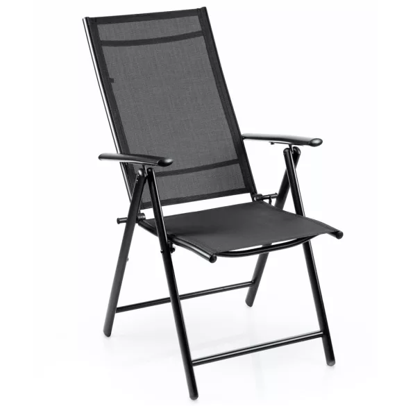Kerti szék, Sofotel SO-983, fekete, acél keret, textil, 120 kg teherbírás, összecsukható