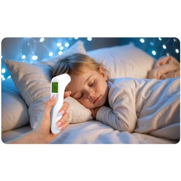 Érintésmentes infravörös lázmérő, Berdsen BD-101, fehér, 1 mp mérési idő, homlok/tárgy mód, 30 mérés memória, 3 színű háttérfény, automata kikapcsolás