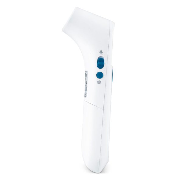 Érintésmentes infravörös lázmérő, Berdsen BD-101, fehér, 1 mp mérési idő, homlok/tárgy mód, 30 mérés memória, 3 színű háttérfény, automata kikapcsolás