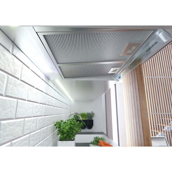 Beépíthető páraelszívó, Berdsen, BE-10-A, 50 cm, rozsdamentes acél, LED világítással, mechanikus vezérlés, 5 rétegű alumínium zsírszűrő