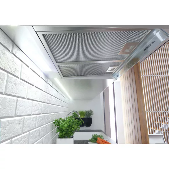 Beépíthető páraelszívó, Berdsen, BE-10-A, 60 cm, rozsdamentes acél, LED világítás, 3 fokozat, mechanikus vezérlés, alumínium zsírszűrő