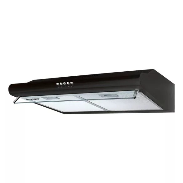 Beépíthető páraelszívó, Berdsen, BE-10-A, 60 cm, fekete, rozsdamentes acél, LED világítással, 3 fokozat, 5 rétegű alumínium zsírszűrő