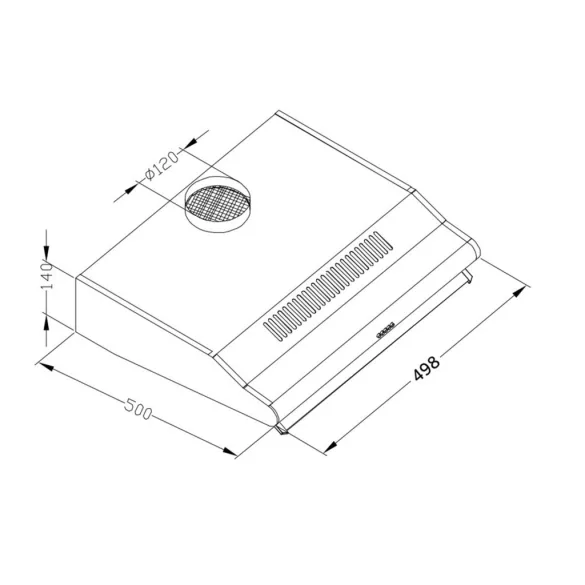 Beépíthető páraelszívó, Berdsen, BE-10-A, 50 cm, fekete, LED világítás, üveg előlap, 3 fokozat, 205 m3/h, 5 rétegű alumínium zsírszűrő