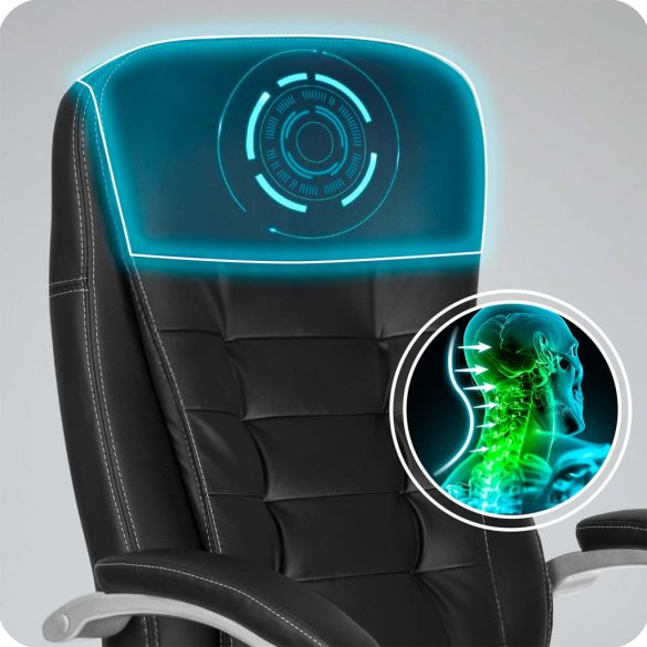 Irodai szék, Sofotel, fekete, 117-127 cm, állítható, gázliftes magasságállítás, gumírozott kerekek, 120 kg teherbírás