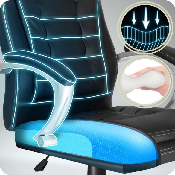 Irodai szék, Sofotel, fekete, 117-127 cm, állítható, gázliftes magasságállítás, gumírozott kerekek, 120 kg teherbírás