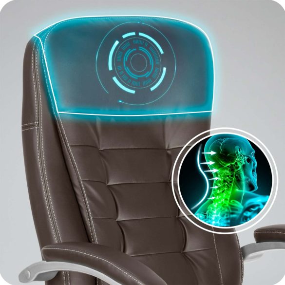 Irodai szék, Sofotel, sötétbarna, 117-127 cm, állítható, gázliftes magasságállítás, gumírozott kerekek, 120 kg teherbírás