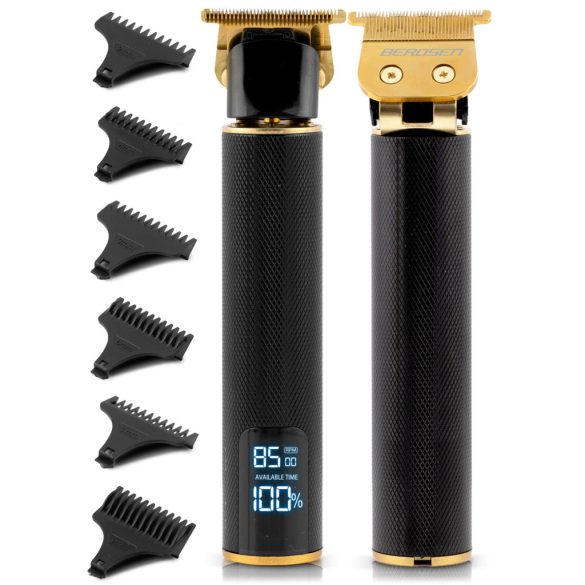 Akkumulátoros hajvágó, Berdsen BD-260, fekete, 5 W, acél penge, 6000/7500/8500 RMP, 1,5–9 mm, LCD kijelzős, Li-Ion 3,7 V 1800 mAh, USB-C töltés