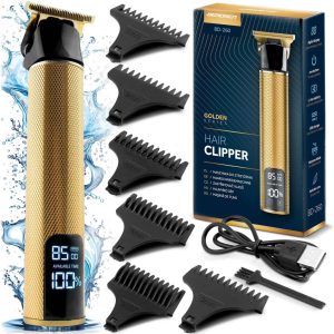 Akkumulátoros hajvágó, Berdsen BD-260, arany, 5 W, acél penge, 6000/7500/8500 RMP, 1,5–9 mm, LCD kijelzős, Li-Ion 3,7 V 1800 mAh, USB-C töltés