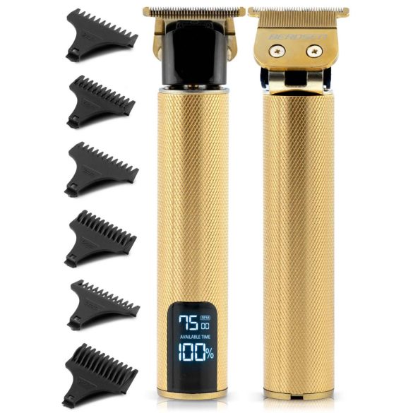 Akkumulátoros hajvágó, Berdsen BD-260, arany, 5 W, acél penge, 6000/7500/8500 RMP, 1,5–9 mm, LCD kijelzős, Li-Ion 3,7 V 1800 mAh, USB-C töltés