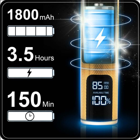 Akkumulátoros hajvágó, Berdsen BD-260, arany, 5 W, acél penge, 6000/7500/8500 RMP, 1,5–9 mm, LCD kijelzős, Li-Ion 3,7 V 1800 mAh, USB-C töltés