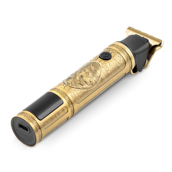 Akkumulátoros hajvágó, Berdsen BD-261, arany, oroszlán minta, 5 W, acél penge, 6000/7500/8500 RMP, 1,5–9 mm, LCD kijelzős, Li-Ion 3,7 V 1800 mAh, USB-C töltés